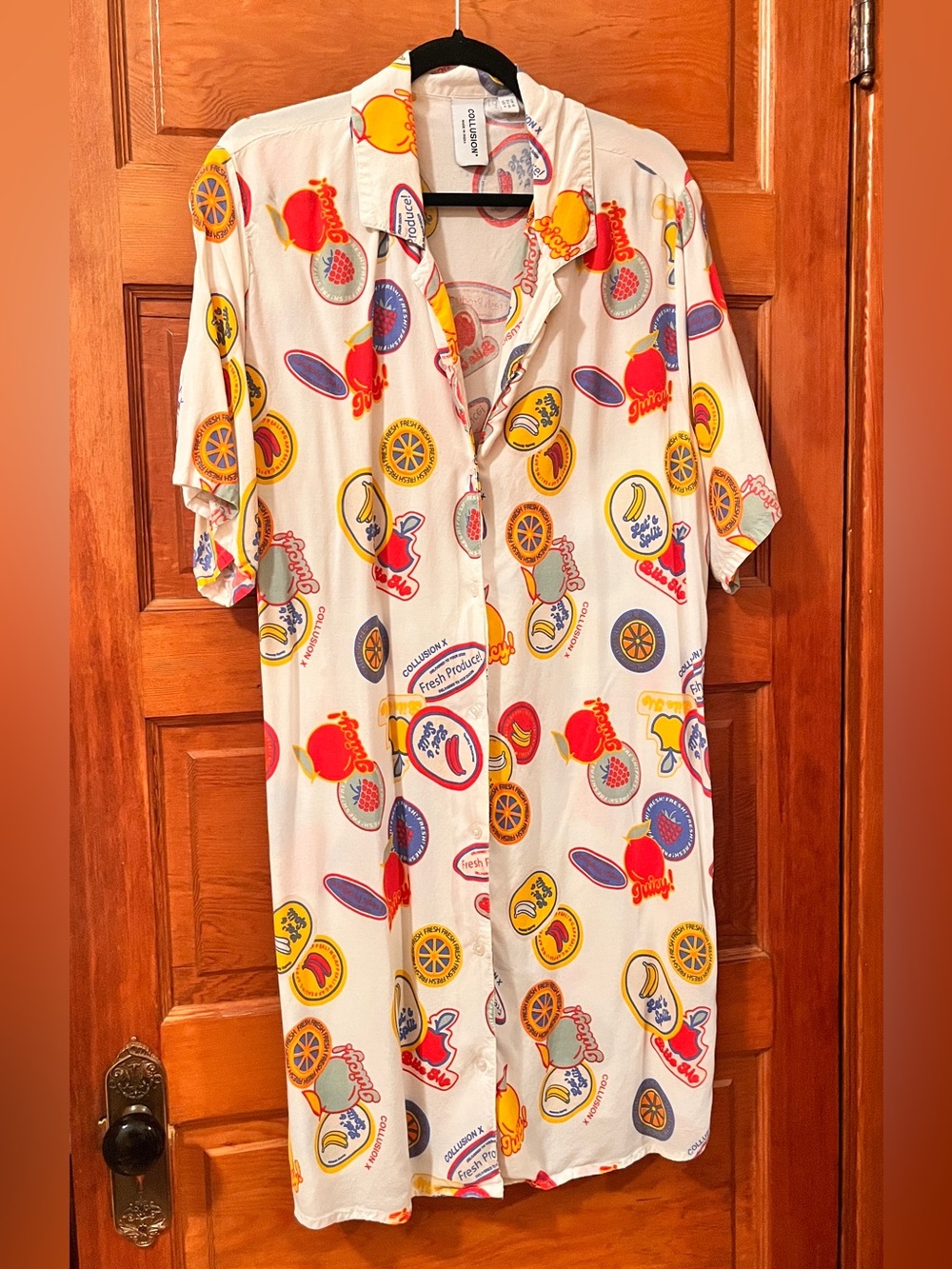 ASOS COLLUSION Fruit Sticker Print Swim Coverup / Dress - Size 14
